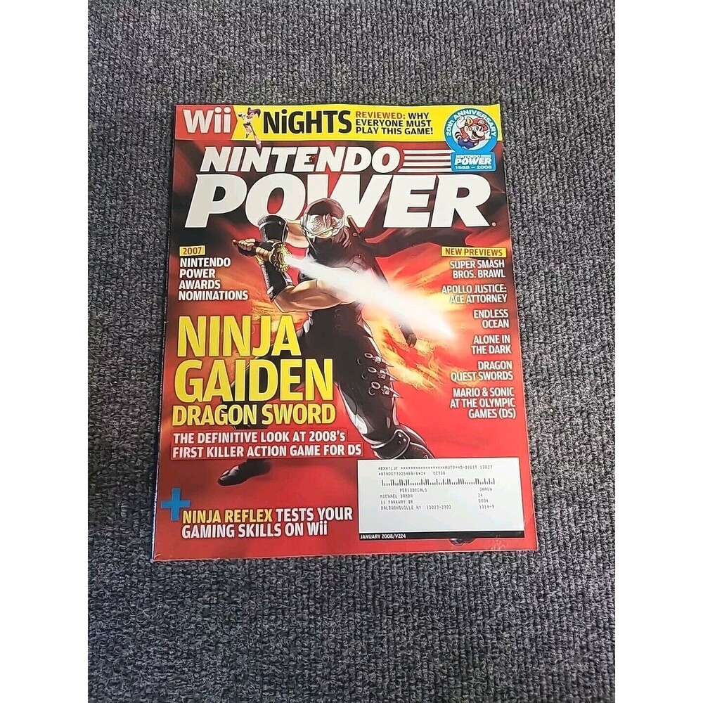 Nintendo Power Magazine Vol 224 January 2008 with Rayman Raving Rabbids 2 Poster